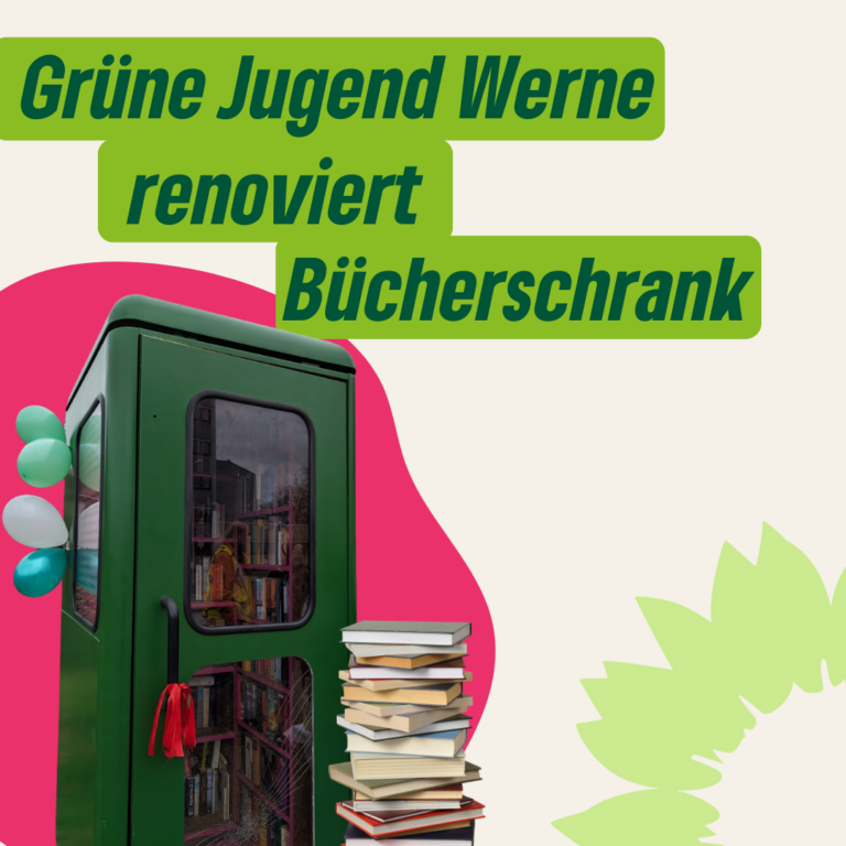 Grüne Jugend Werne renoviert heruntergekommenen Werner Bücherschrank 